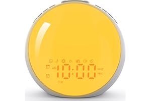 AFEXOA Sunrise Alarm Clock Wake Up Light, Alarm Clock with Sunrise/Sunset Simulation, 8 Colors Night Light, 10 Soothing Sounds, FM Radio, Dual Alarms, Snooze, Loud Alarm Clock for Heavy Sleepers Adults Kids