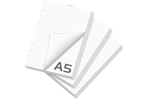 CRIVEPLE 180 Hojas Papel de Recambio A5 con 6 Anillas, Hojas de Recambio Papel de Blanco para Carpeta de 6 Agujeros, Organizador Personal, Cuaderno de Notas, Recargable, Planificador