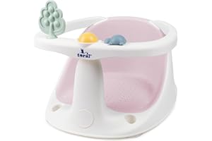 Toral Asiento Bañera Bebe Seguro y Estable – Soporte Bañera Bebe con Ventosas Antideslizantes, Cómodo y Resistente – Adaptador Bañera Bebe Práctico - Modelo Chapoteos Rosa