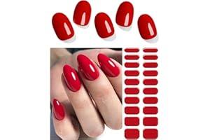 Wahrshei Pegatinas de Gel | Rojo Lámina Pegatinas Uñas Gel | 20 Pcs Gel Semicurado de Pegatinas | Adhesivos para Uñas de Gel,