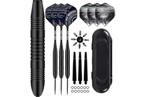 AIQILAI Steel Tip Darts Set,3 Pack Professional Dart with Aluminum Shafts(+3 More Spare Shafts) and 2 Style Flights And Darts Case