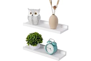 ‎GIEANOO Gieanoo Wandregal Weiß, 2er-Set 30CM Bilderleiste Weiss Massiveholz Regal weiß kleines Schweberegal Weiss Bücherregal Wand für Fotorahmen und Dekos für Schlafzimmer, Küche, Arbeitszimmer