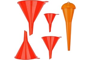 XINSHENG Set di 5 imbuti universali, con mini imbuto e imbuto a collo lungo, per casa e officina