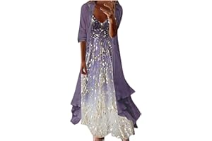 ZEIAYUAS Womens Dresses Maxi Dress with Sheer Cardigan Wedding Guest Outfits 2 Piece Set Elegant Floral Print Sleeveless Chiffon Long Tank Dress Casual Summer Beach Holiday Going Out Dresses