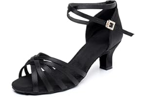Rosefinch Chaussures de Danse de Salon Latine Femme Fille Jazz Salsa y Strass Talon Haut Salle de Bal Salsa Tango Chacha Performance Professionnelle Pratique