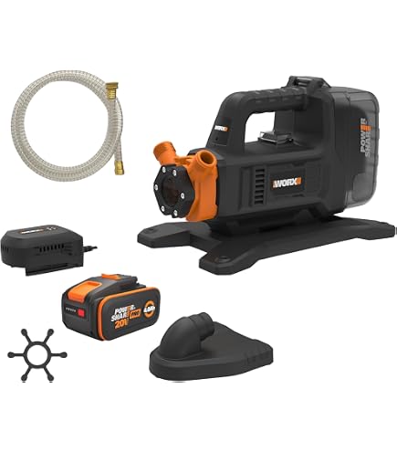 ONEVAN Akku Regenfasspumpe – Bürstenlos, 21V, 2740 L/h, 10m Förderhöhe, 2x3000mAh, Mit Teleskopstange – Für Garten, Pool & Überschwemmung