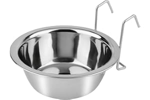 HYPEETY Pet Stainless Food Water Cup with Bolt Hooks For Pet Bird Crates Cages Coop Dog Cat Parrot Bird Rabbit Pet (Large,16.5 * 9.5cm)