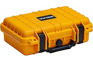 MEIJIA Portable All Weather IP67 Waterproof Protective Hard Case, Small Camera Case,Dry Case with Customizable Foam,Fit Use of Drones, Camera,Equipments, 11.65 ”x8.35”x3.78” (Yellow)