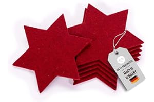 kontor28 - Filz Untersetzer Winter Motiv - 6er Set, Design Untersetzer aus 100% Natur Schurwolle, schmutz -und wasserabweisend, für Getränke, Bar, Tasse, Glas, Motiv Stern