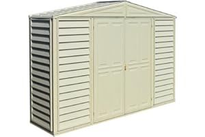 Duramax SidePro 10 x 3 (2.70 m2) Plastic Garden Storage Shed with Metal Foundation Kit, Skylight kit included, Strong Metal Roof Structure, Maintenance-Free Vinyl Shed - Ivory