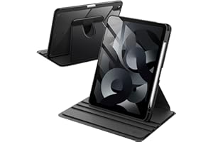 JETech Coque Rotative pour iPad Air 11 Pouces M3/M2 (2025/2024), iPad Air 5/4 (2022/2020 5ème/4ème 10,9 Pouces) avec Porte Pencil, Étui Housse de Protection Rotation à 360 Degrés Support (Noir)