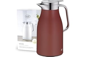alfi SKYLINE 1,0l, mediterranean red, caraffa termica con igienico inserto in vetro, chiusura a vite con pulsante, presa ergonomica, con una sola mano, ottima come caraffa da caffè e da tè, senza BPA