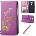 Produktbild LG G6 Hülle,LG G6 Leder Schutzhülle,Hpory Retro Elegant Bronzing Schmetterling Muster mit Schlüsselband Ledertasche Handyhüllen Leder PU im Bookstyle Klapphülle Case With Multi-Kredit Kartenfächer Wallet Flip Cover mit Standfunktion Magnetverschluß Cover Case PU Leder Und Silikon Innenschale Anti-Staub Anti-Kratzer und Shockproof Telefon Tasche Handytasche Schutzhülle für LG G6 + 1 x Hpory Stylus-(Lila)
