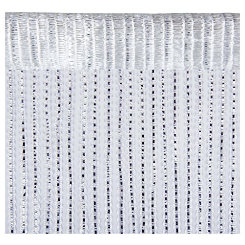 Fadenvorhang mit Stangendurchzug, Gardine in Lurex-Optik, eleganter und stilvoller Dekoartikel in vielen Farben und Größen (weiß – perlweiß / 90×200 cm) - 3