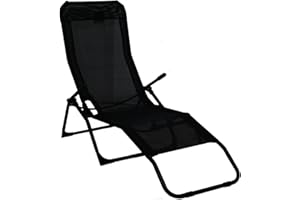 MARKO OUTDOOR Rocker Lounger Black Sun Chair Recliner Outdoor Garden Furniture Folding Chair