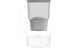 Wessper Caraffa Filtrante in Vetro 3L con 1 Cartuccia | Ricambio per Dafi Unimax Aquaphor A5 BRITA Maxtra+ PHILIPS AWP212/10 | Elimina Cloro, Impurità e Metalli Pesanti | Grigio