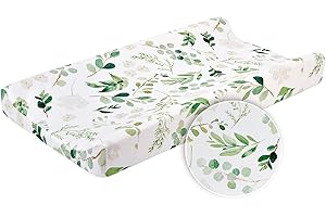 WINMANY Baby Floral Windel Wickelunterlage Cradle Matratze Wickelauflagen, Säugling Stretchy Stoff Wickeltisch Abdeckung Baby Nursery 32''X 16 '' (Grüne Blätter)