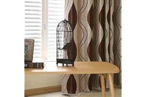 MYRU 2 Panels Set Modern Striped Curtains for Living Room Eyelet Curtains for Bedroom (Coffee, 2 x 63x84 Inch)