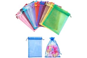 GHEART Sacchetti Organza, Sacchetti in Organza, Sacchetti Regalo Caramella,Gioielli Sacchetto, 7 x 9cm, con Cordino, per Matrimonio, Compleanno, Natale Regalo, Caramelle, Gioielli, 50 Pezzi