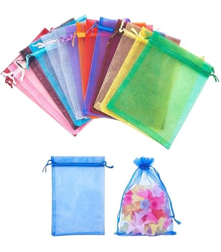 Sacchetti Organza 10x15 Cm - Confezione Da 100 Pezzi, 10 Colori, Con Coulisse, Per Matrimoni, Feste E Regali - Foto 9