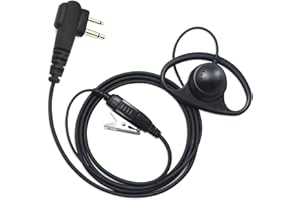 PROMAXPOWER Walkie Talkie Earpiece Compatible with Motorola CP040 DP1400 GP300 GP88 GP68 CT150 Pro1150 Two way Radio, Radio Earpiece, 2 pins D-Shape Security Earpiece with PTT Mic