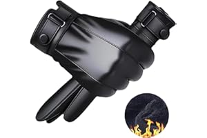 BDSHUNBF Męskie skórzane rękawiczki - czarne zimowe termiczne rękawiczki do ekranu dotykowego dla mężczyzn - ciepłe i stylowe męskie skórzane rękawiczki - skórzane rękawiczki