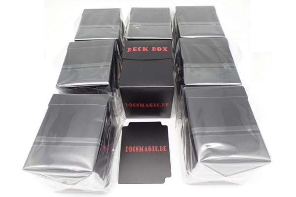 docsmagic.de 8 x Deck Box Big (100+) Black + Card Divider - Boite Noir - PKM - YGO - MTG