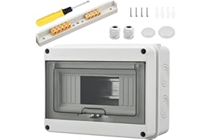 TONGBOKE Verteilerkasten Aufputz IP65 Feuchtraum Gehäuse, 5 Module Aufputzverteiler Sicherungskasten Aufputz Verteilerkasten Kleinverteiler Tür Transparent, für Garten Oder Außenbereichen, Weiß