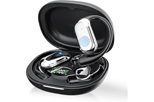 CoolJumper Auriculares Oreja Abierta Bluetooth 5.4, Auriculares Inalámbricos Deportivos con Gancho, Reproducción de 50H Pantalla LED, Cascos con micrófono Incorporado, Control Táctil