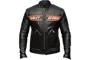 KissKlear Goldberg Harley DAVIDSON Mens Genuine Leather Biker Jacket (XS-5XL)