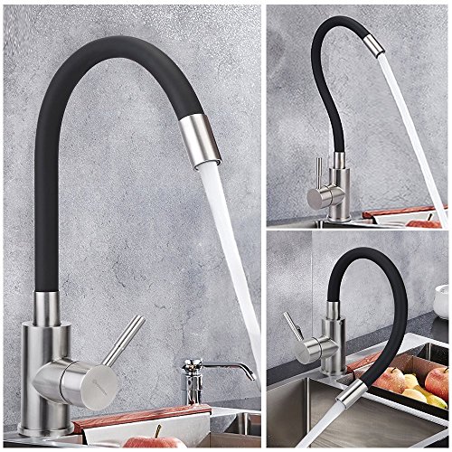 [Verbesserte Version] homeideas Zeitgenössische Küche Spüle Wasser Wasserhahn Trinkwasser Filter Wasserhahn, Dual Hebel Schwenkauslauf mit Erzeugung zu verhindern Spritzwasser, 304 Edelstahl-Finish - 3