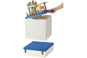 SHIMOYAMA Składane pudełko do przechowywania z pokrywą z płyty bazowej do bloków Duplo, 26 Qt. Pojemniki do przechowywania, możliwość układania w stos, składany pojemnik wielofunkcyjny 25 l, do