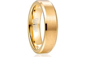 NUNCAD Bague Homme Femme 4mm/6mm Anneau en Tungstène Plaqué Or Alliance Simple pour Mariage, Brossé