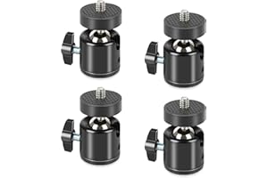 Acuxiaza Mini Ball Head 1/4" Swivel Mini Ball Head Screw Tripod Mount 4 Pack 360 Degree Rotatable Tripod Ball Head Camera Mount Adapter for Trail Cameras Hunting Cameras DSLR Camera Light Stand