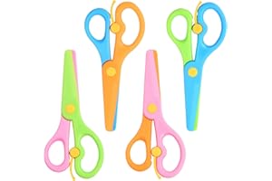 DRWOSM 4 Pièces Ciseaux de Sécurité pour Enfants Ciseaux à Papier pour Enfants Ciseaux de Formation Préscolaire Ciseaux en Plastique Ciseaux de Bricolage Enfants Ciseaux d'artisanat Art pour Partir de 3 Ans