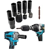Depolife Somun S&ouml;kme Sıkma Torklu Makine I&ccedil;in 6Lı Lokma Seti Ve Bits Adapt&ouml;r 1/2 Hex Ağır Hizmet Lokma Bijon