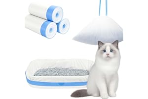 AVAGIAFORU Bolsas Arenero Gatos XXL, Bolsas para Desechos de Gatos Antidesgarro con Cordón, Bolsa para Caja de Arena Gatos, Resistentes a Líquidos y Rasgaduras, 3 Rollos/30 Unidades, 94x45cm, Azul