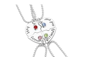 Anloo BFF Best Friend Necklaces for 2/3/4 Girls,Rhinestone Crystal Matching Heart Friendship Pendant Necklace Gift for Sisters