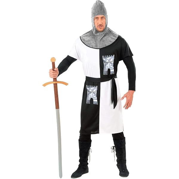Costume Templier Chevalier Médiéval Adulte - Armure Prince Avec Cape Et Capuche