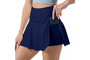 Neteson Faldas de Tenis para Mujer Falda Deportiva Plisada 2 en 1 Mini Faldas Pantalón Skorts de Golf con Pantalones Cortos Bolsillo para Correr Yoga Fitness Ciclismo Ejercicio Casual