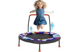 ARKYOMI Mini Trampoline pour Enfants 91 cm, Bebe Pliable Petit Trampoline avec Poignées en Mousse Réglables en Hauteur et Housse Rembourrée– Intérieur/Extérieur