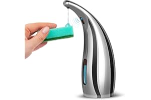 HMJIA Dispensador Automático de Jabón,Dispensador Eléctrico de Jabón con Sensor, IPX6 Dispensador de Jabón Resistente al Agua para Cocina y Baño, Hotel, Restaurante, Lugar Público (Plata - 300ml)