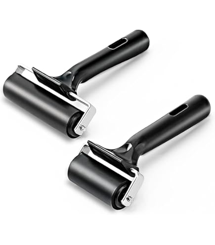 POWERTEC 71010 Long Handle J Roller with Rubber Roller, 3-1/2 Inch by 7 Inch - Professional Veneer Edge Finishing and Laminate Tools, Straight