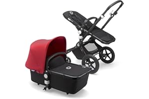 Bugaboo Cameleon 3 Plus, Cochecito 2 en 1 Fácil y Versátil: Cochecito, Carrito Confort y Carricoche, Chasis Negro y Capota Roja