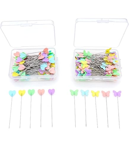 200 Spilli Da Cucito Con Testa Colorata – Lunghi 5,3 E 4,6 Cm, In Acciaio Inox, In Due Scatole