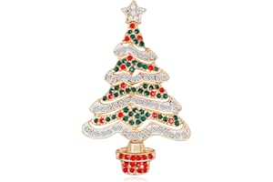 IMINI Spilla A Forma Di Albero Di Natale Multicolore Con Strass Di Cristallo E Stella Di Natale Ornamenti Cravatta Accessori Da Vestito Gioielli Per Donne Ragazze Migliori Amiche Regali Di Vacanza, Metallo,