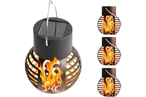 CKLHCFF 4 Stücke Hängend Solarlampen für Außen Garten, Solar Laternen mit Realistische Flammeneffekte, IP65 Wasserdicht Solarleuchten Vintage Hängend Gartendeko für Außen Hof Halloween Balkon (A)