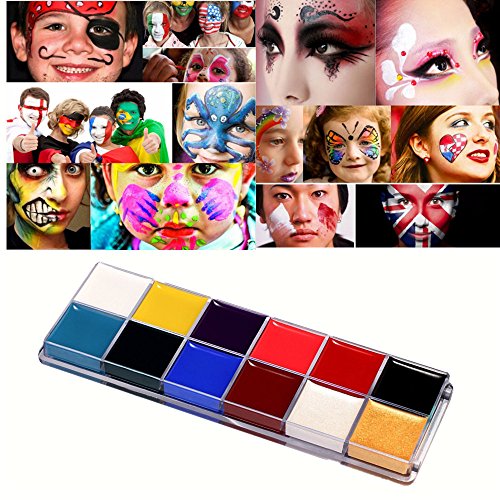 VALUE MAKERS® 12x Körpermalfarbe Körperfarbe Set Make Up Schminke Palette Gesichtsfarbe Bodypaint Bodypainting - 3