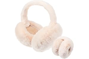 Lusofie Damskie Nauszniki, Sztuczne Futro, Ciepłe Nauszniki Zimowe, Śliczne, Pluszowe, Na Zimę, Beżowe