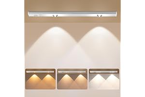 HONGNIX 30cm Luz LED Armario Sensor de Movimiento 1500mAH Type-C Recargable, 4 Modos, Luces Cocina Bajo mueble para Gabinete, Pasillo, Escaleras, Garaje